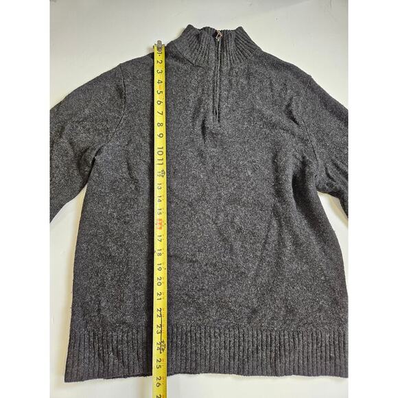 J Crew 1/4 Zip Pullover Sweater Dark Gray 100% Wool Medium - Picture 2 of 7